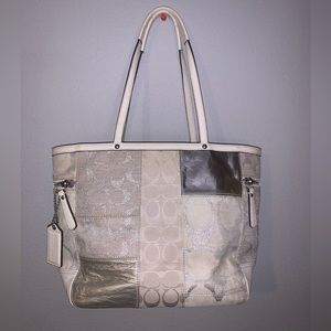Coach Signature Patchwork Silver Purse